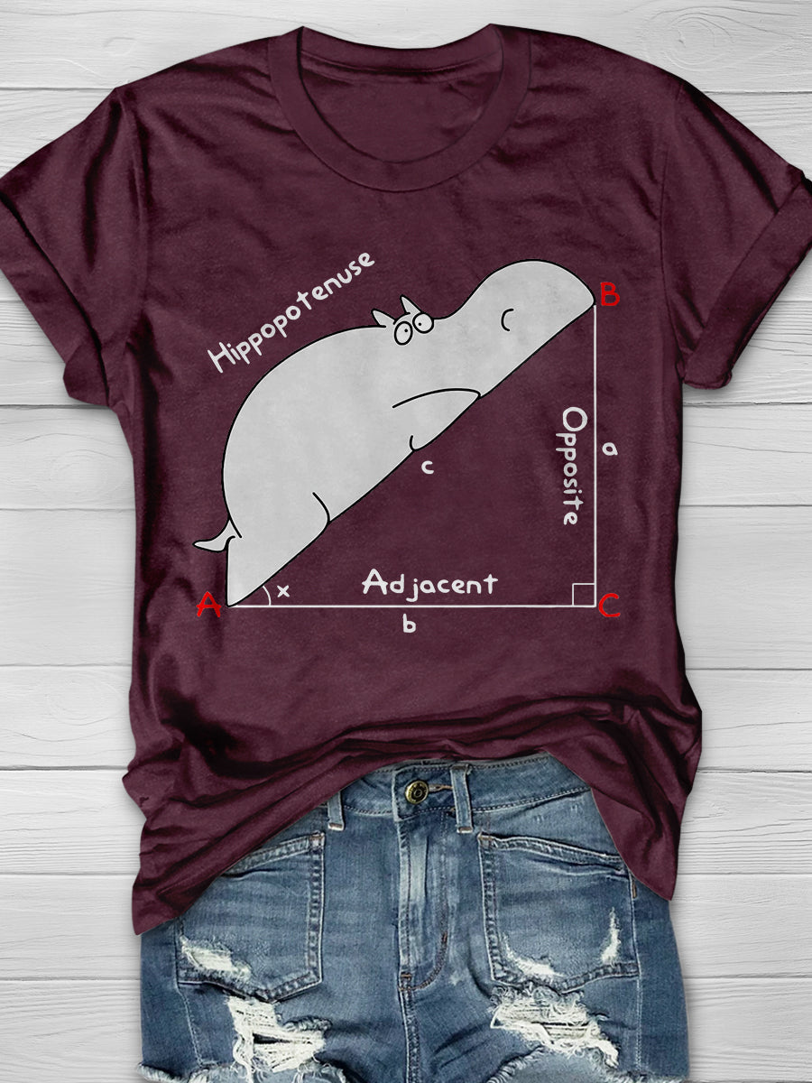 Diagram Hippo Print Graphic T-shirts