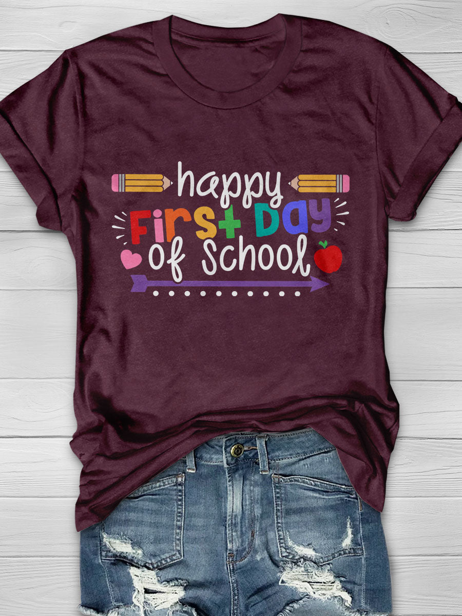 First Day of School Print Short Sleeve T-shirt