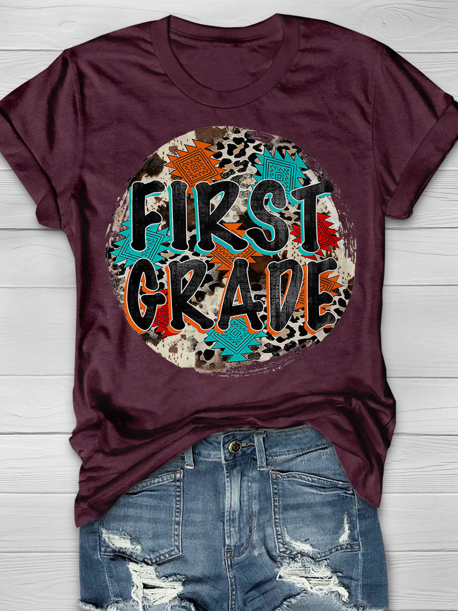 First Grade Print Graphic T-shirts