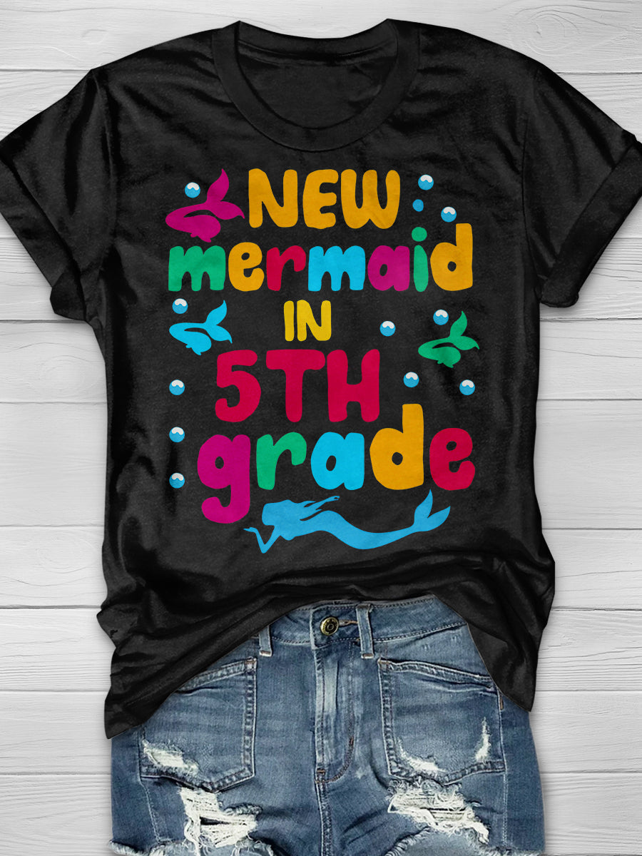 New Mermaid In 5th Grade Print Graphic T-shirts