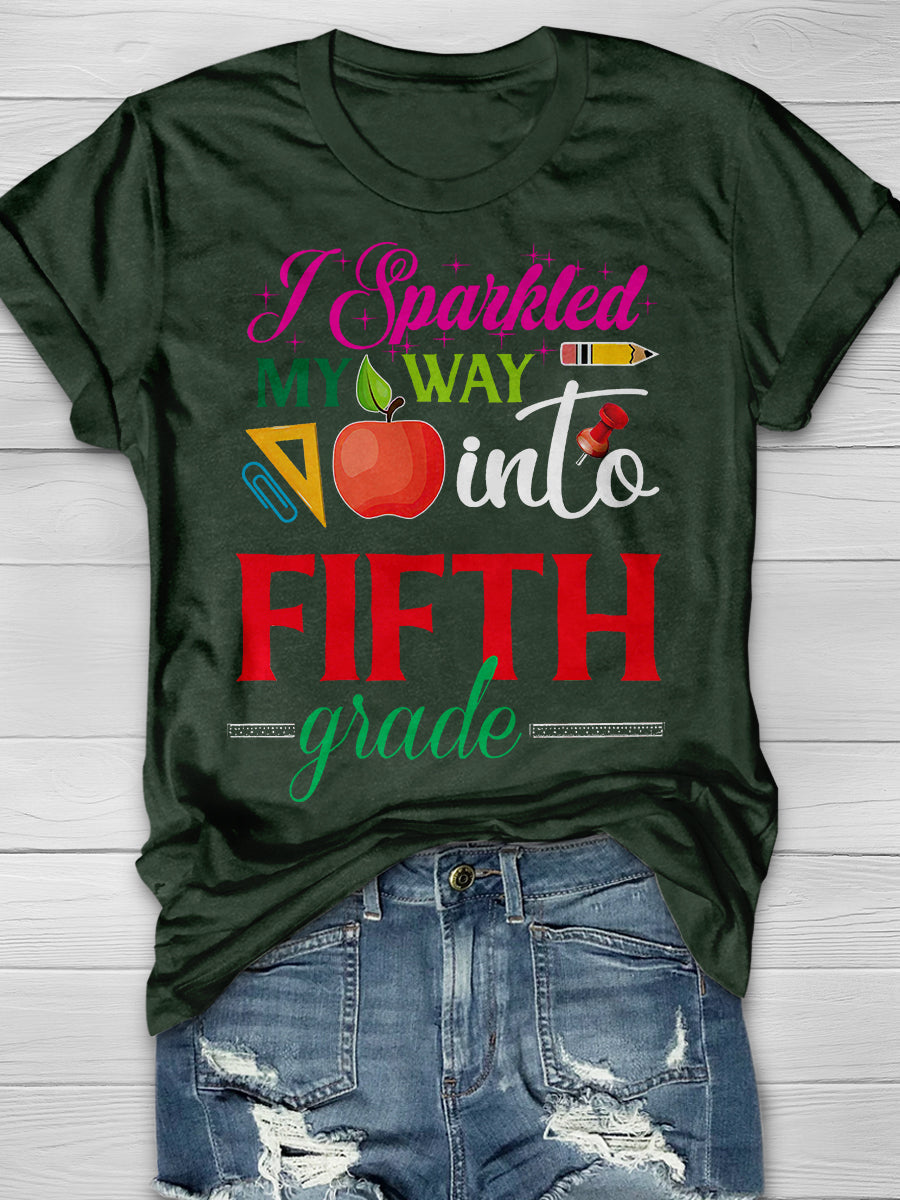 I Sparkled My Way Into Fifth Grade Print Graphic T-shirts
