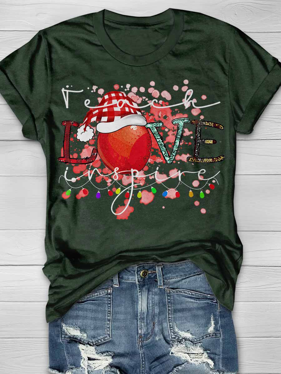 Teach Love Inspire Teacher Life Print Graphic T-shirts