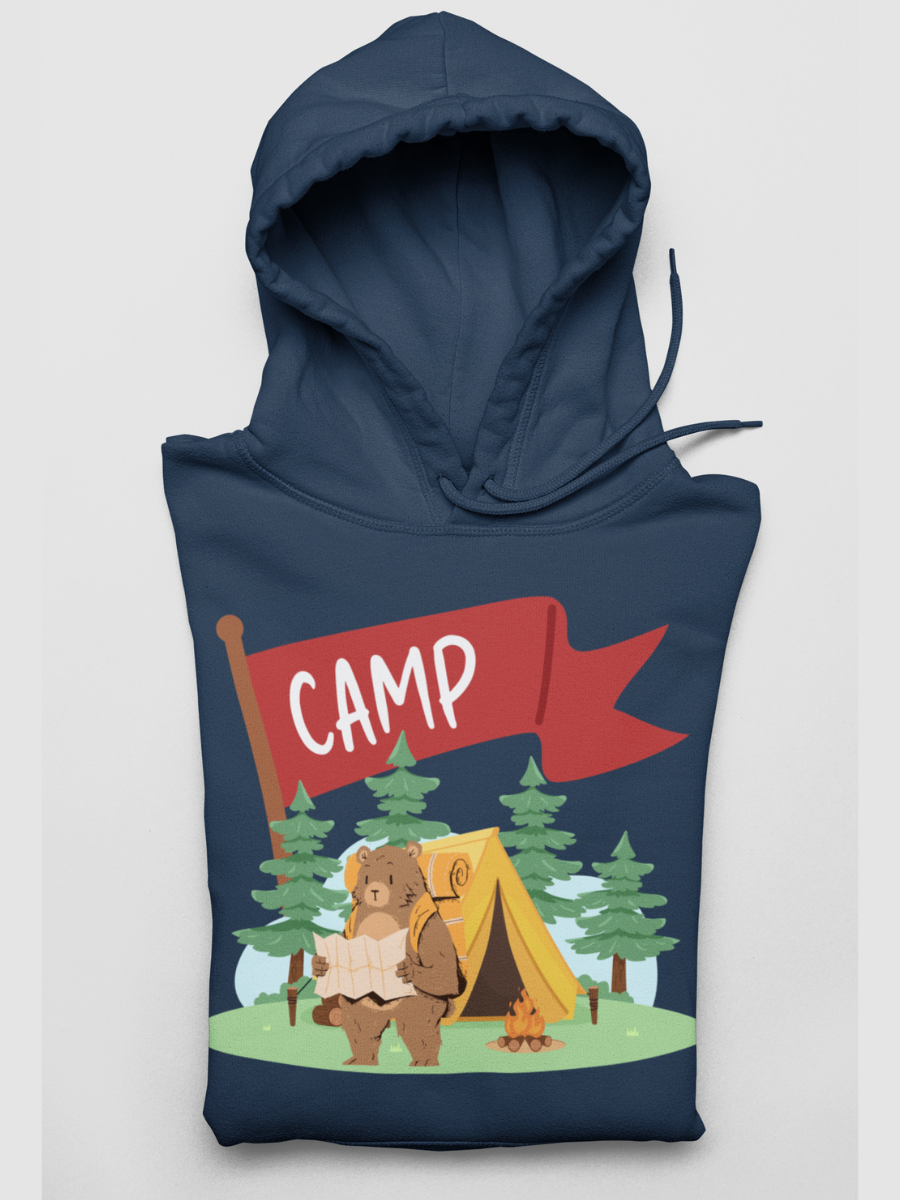 Camping Bear Graphic Pure Cotton Hoodie