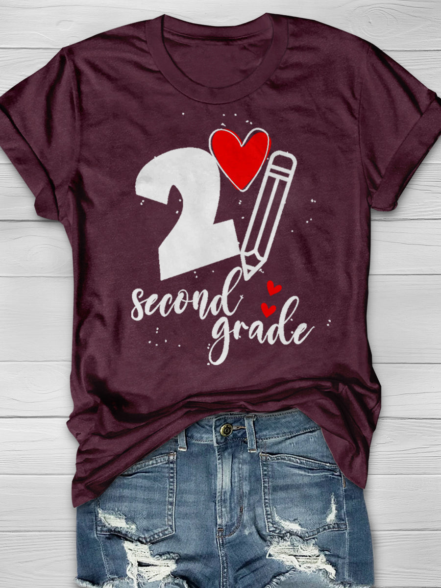 2 Second Grade Print Graphic T-shirts