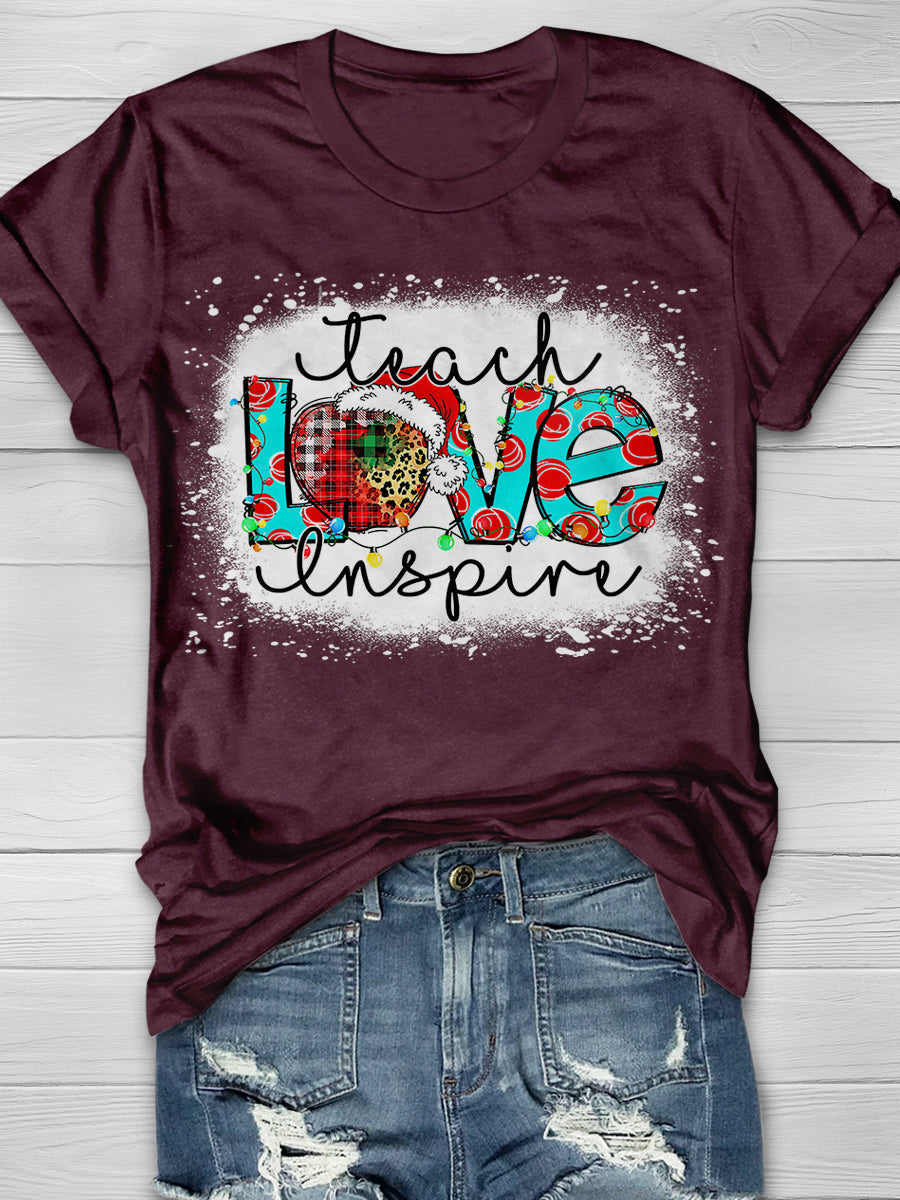Teach Love Inspire Teacher Life Print Graphic T-shirts