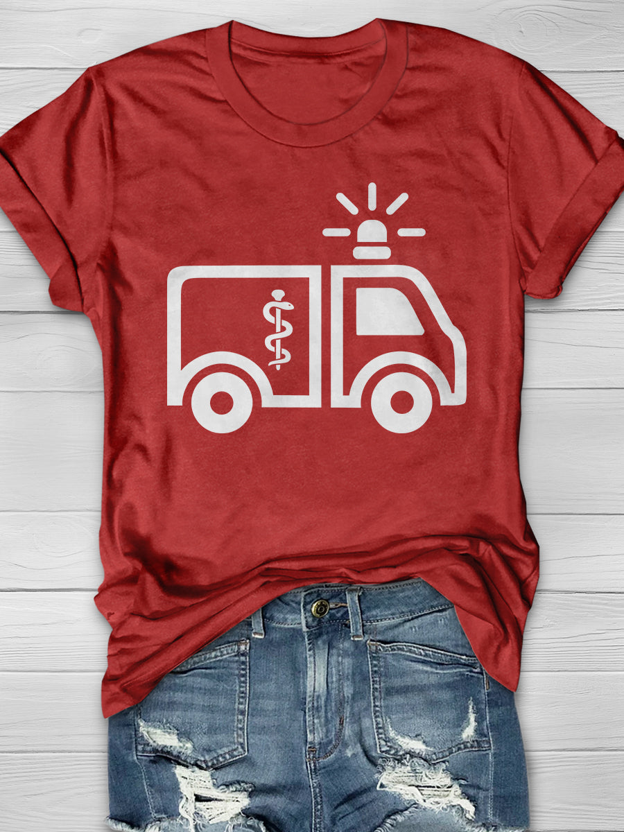 Ambulance Print Short Sleeve T-shirt