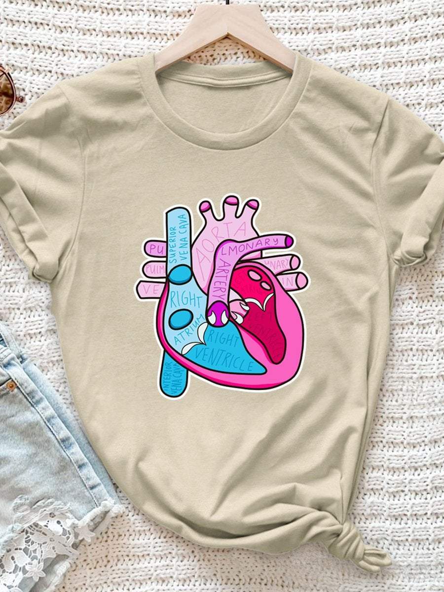 Anatomical Heart Print Short Sleeve T-shirt