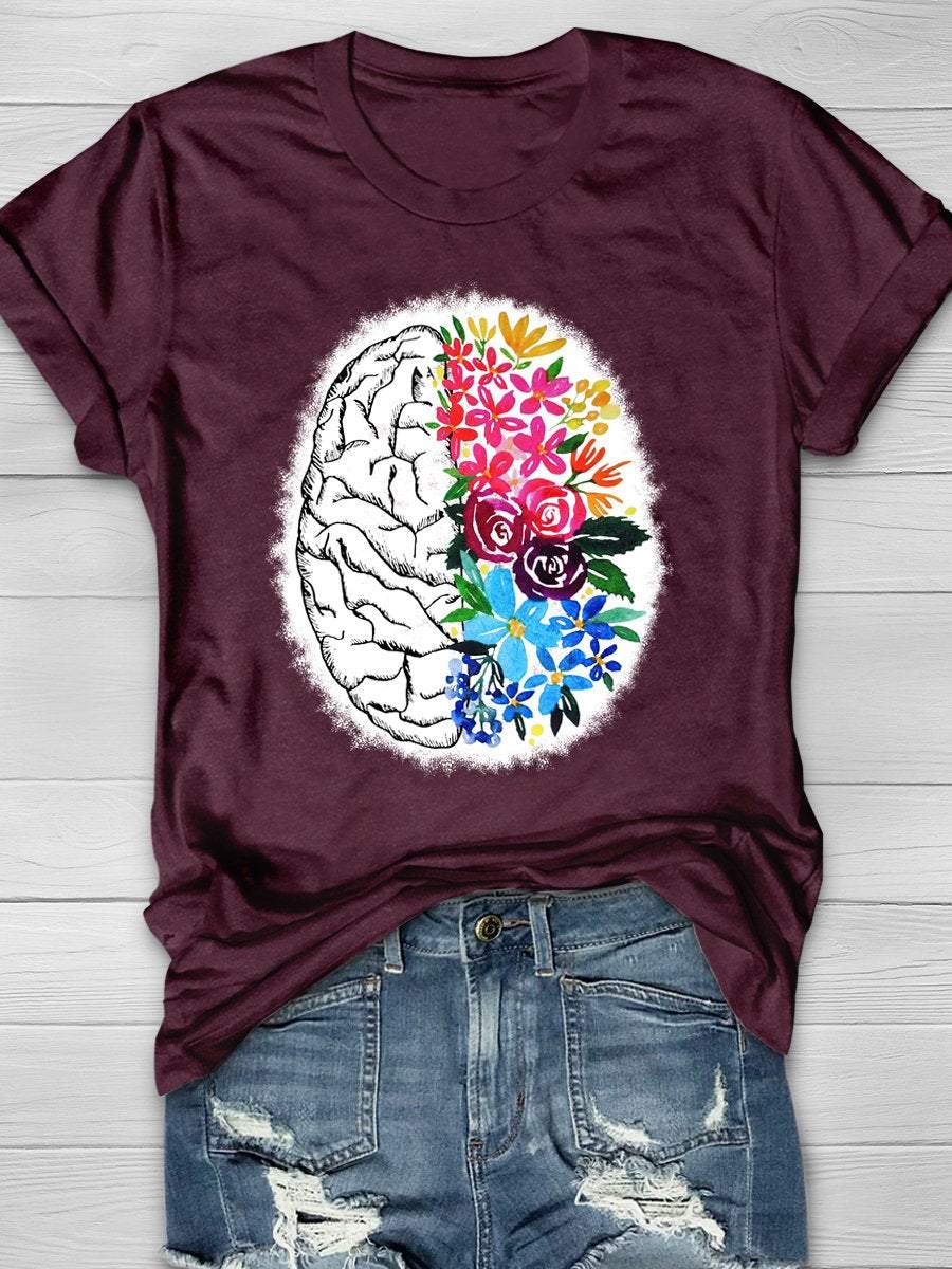 Anatomical Brain Print Short Sleeve T-shirt
