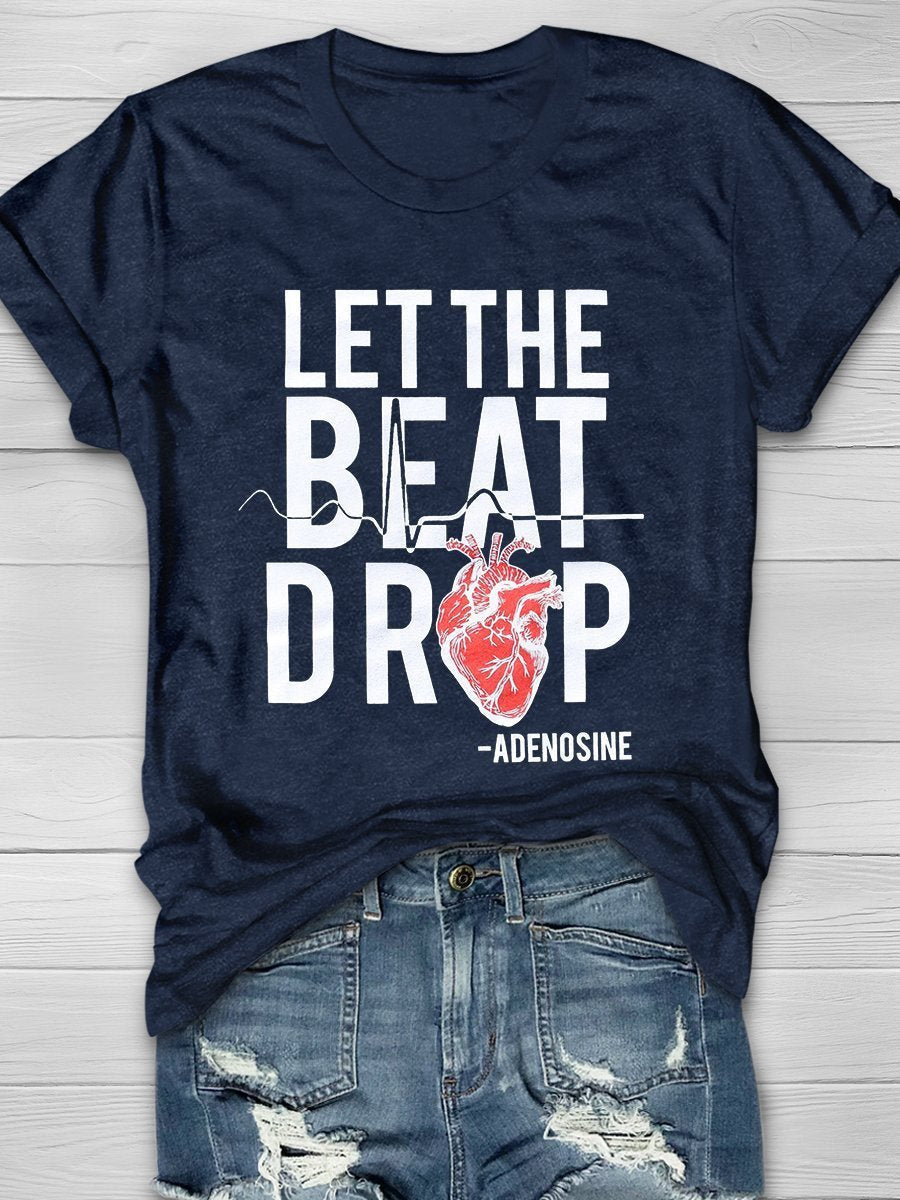 Adenosine Let the Beat Drop Print Short Sleeve T-shirt