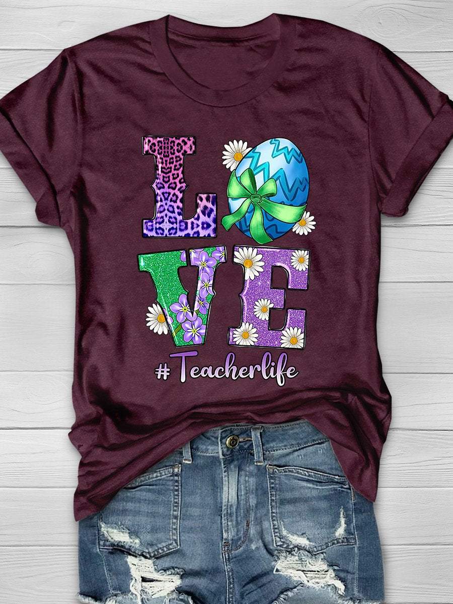 Love Easter Teacher Life Print Graphic T-shirts