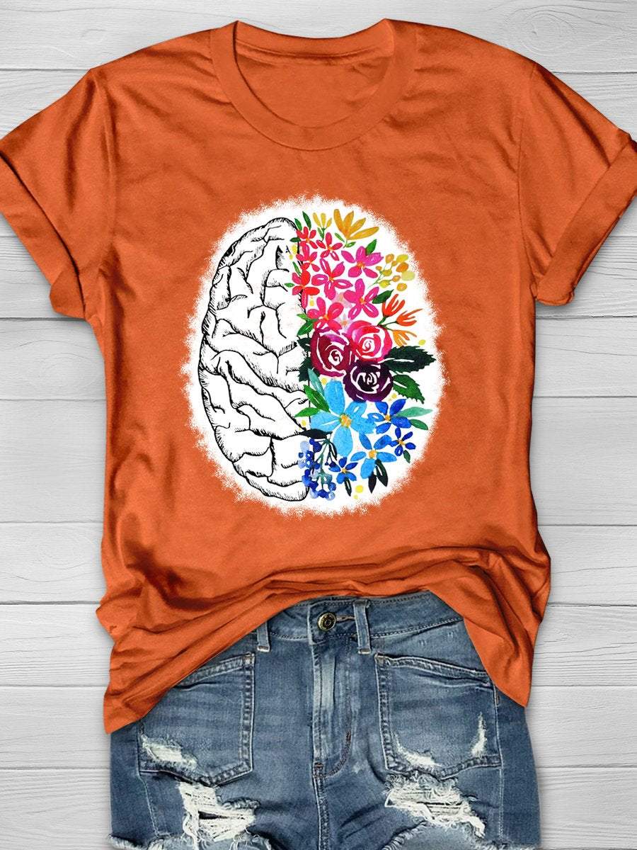 Anatomical Brain Print Short Sleeve T-shirt