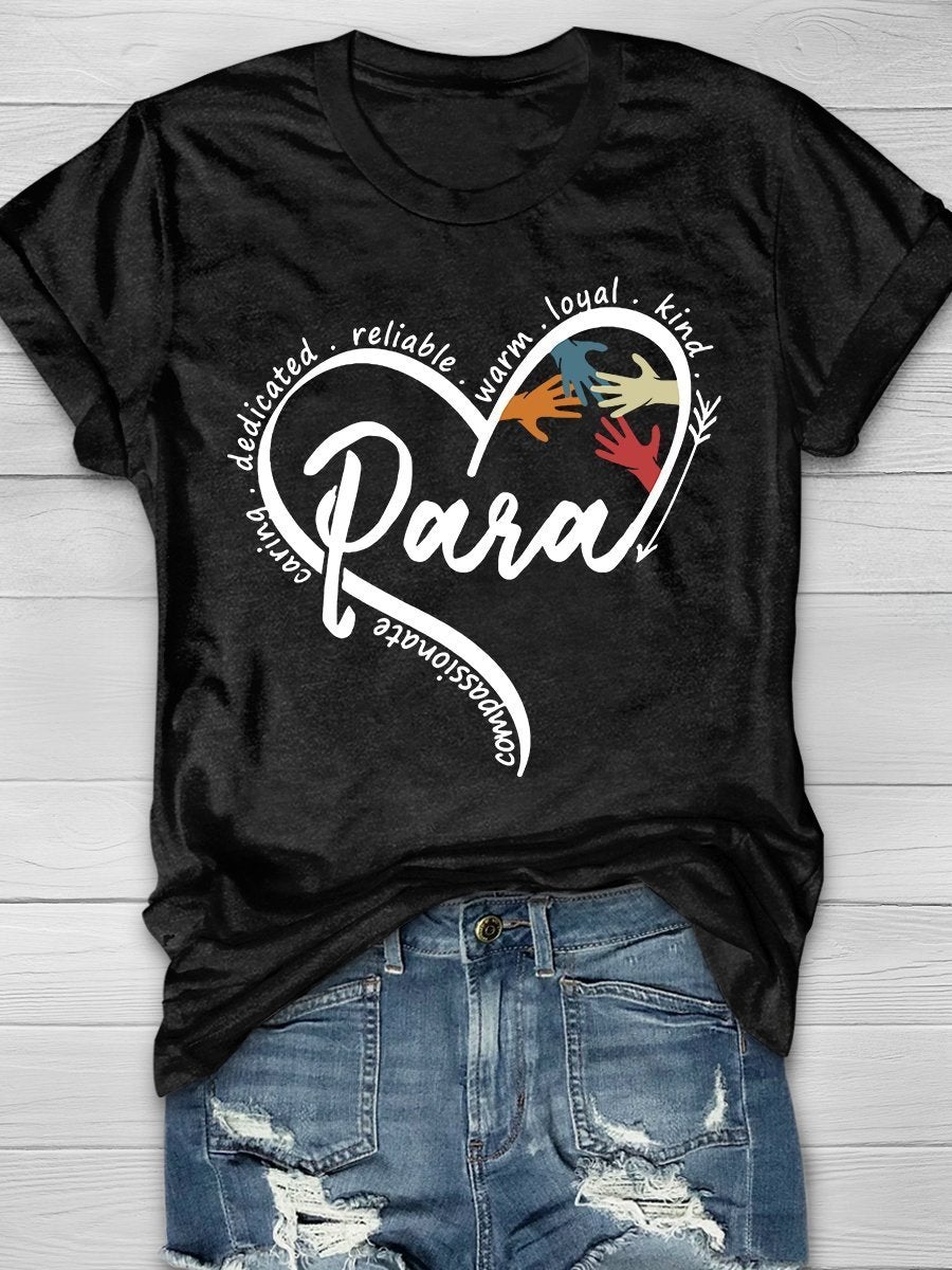 Para Heart Print Graphic T-shirts