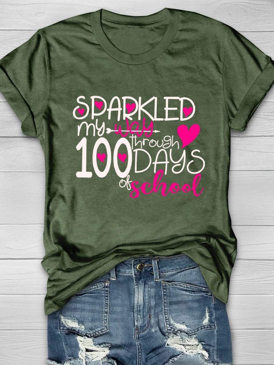Happy 100th Day Of School Print Graphic T-shirts