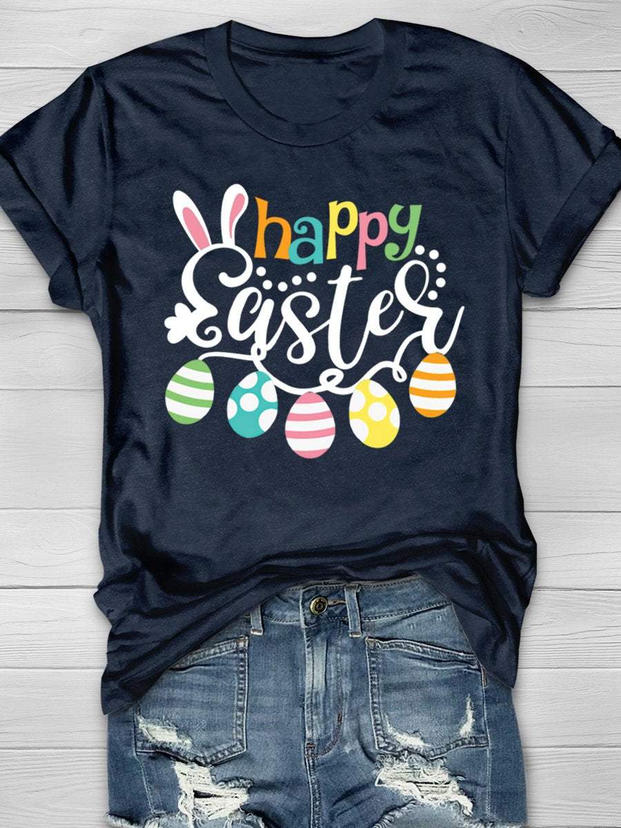 Happy Easter Print Graphic T-shirts