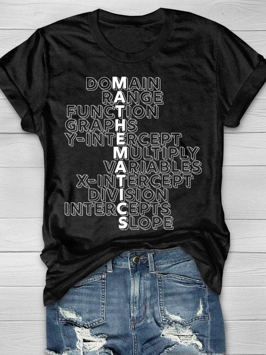 Math Teacher Print Graphic T-shirts