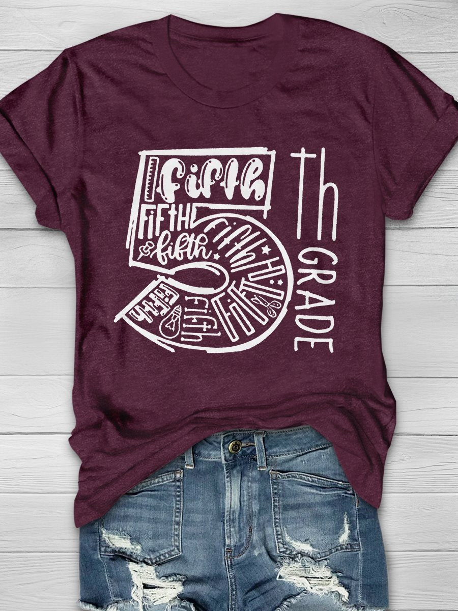 5th Grade Teacher Print Graphic T-shirts