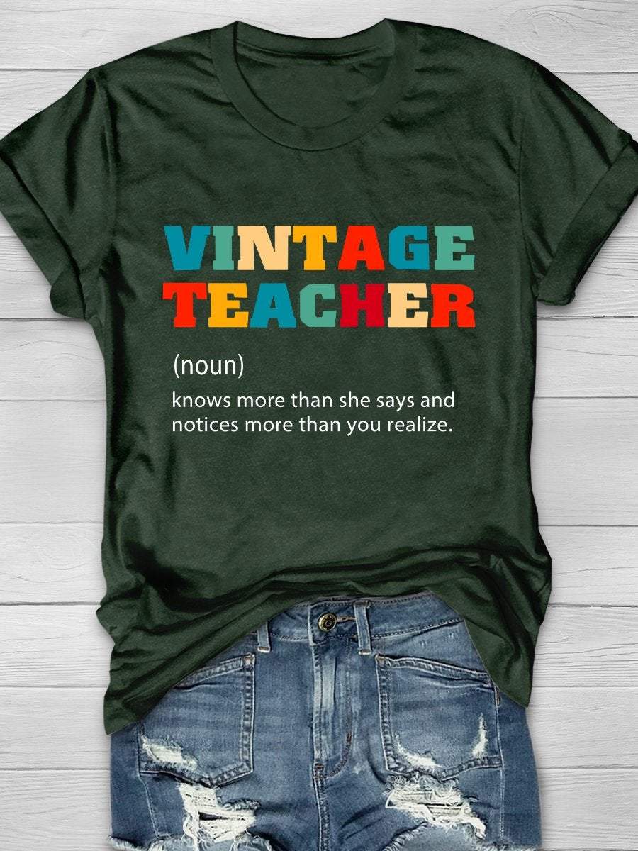 Vintage Teacher Print Graphic T-shirts