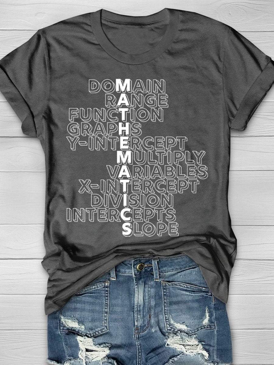 Math Teacher Print Graphic T-shirts