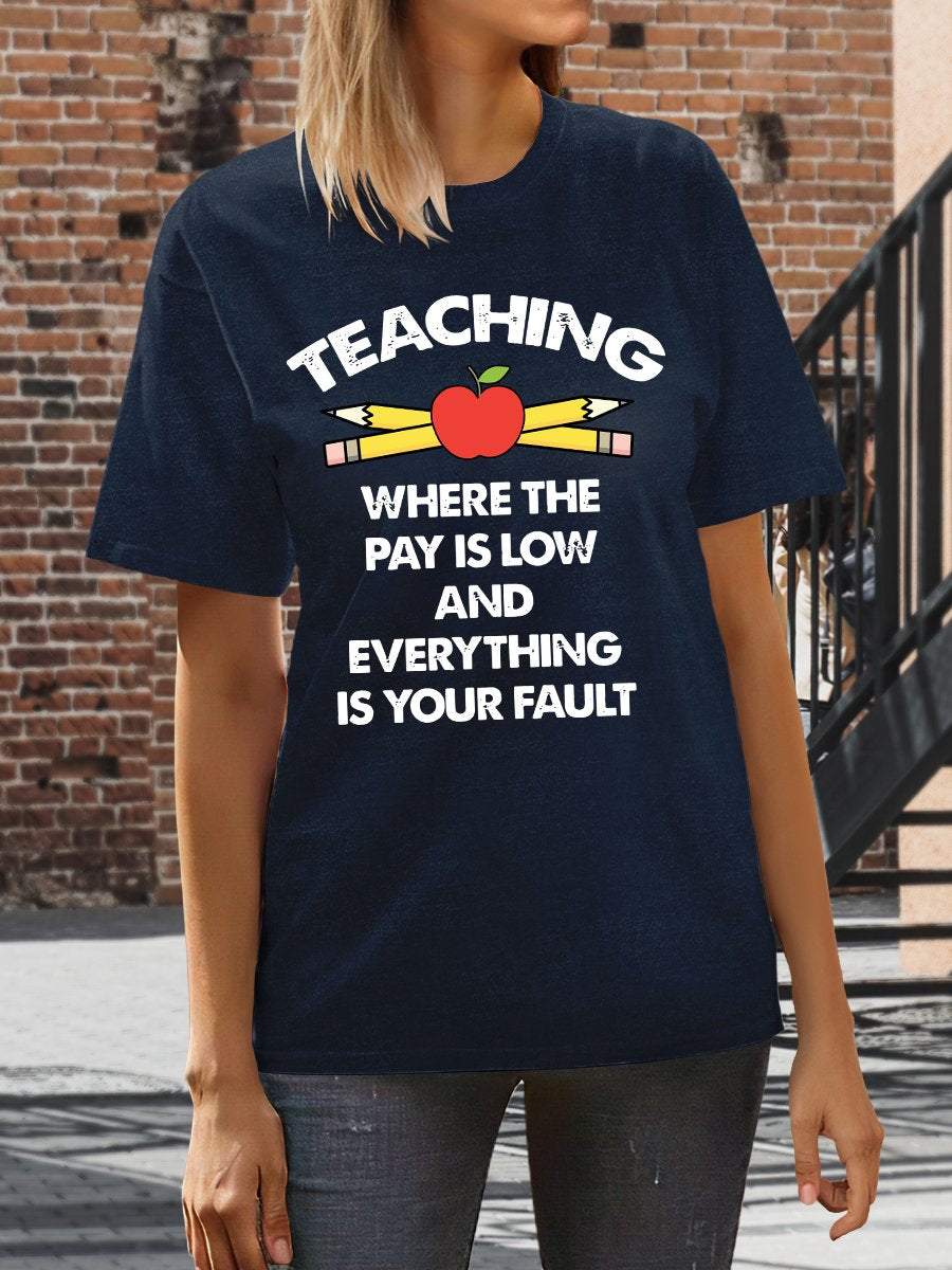 Funny Teacher Print Graphic T-shirts