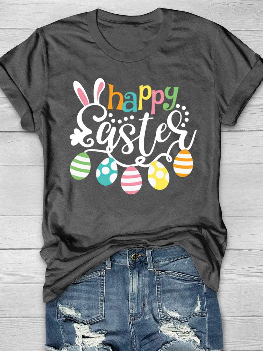 Happy Easter Print Graphic T-shirts