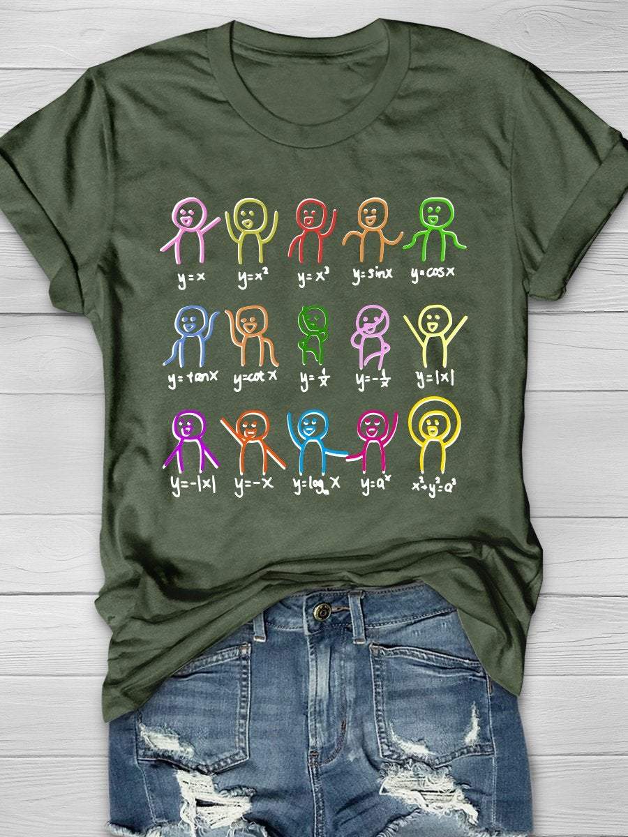 Math Stick Figures Science Print Graphic T-shirts