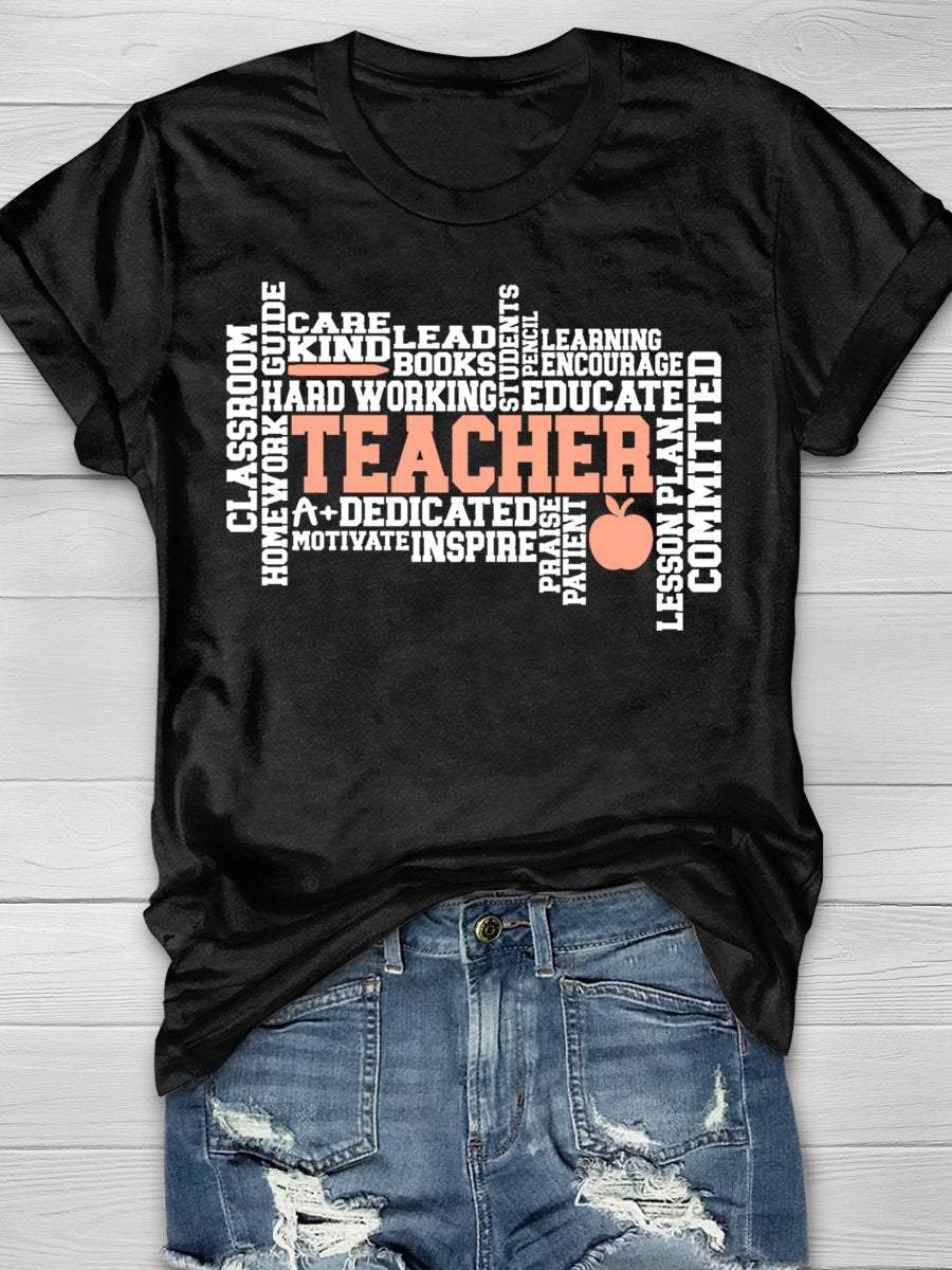 Teacher Print Graphic T-shirts