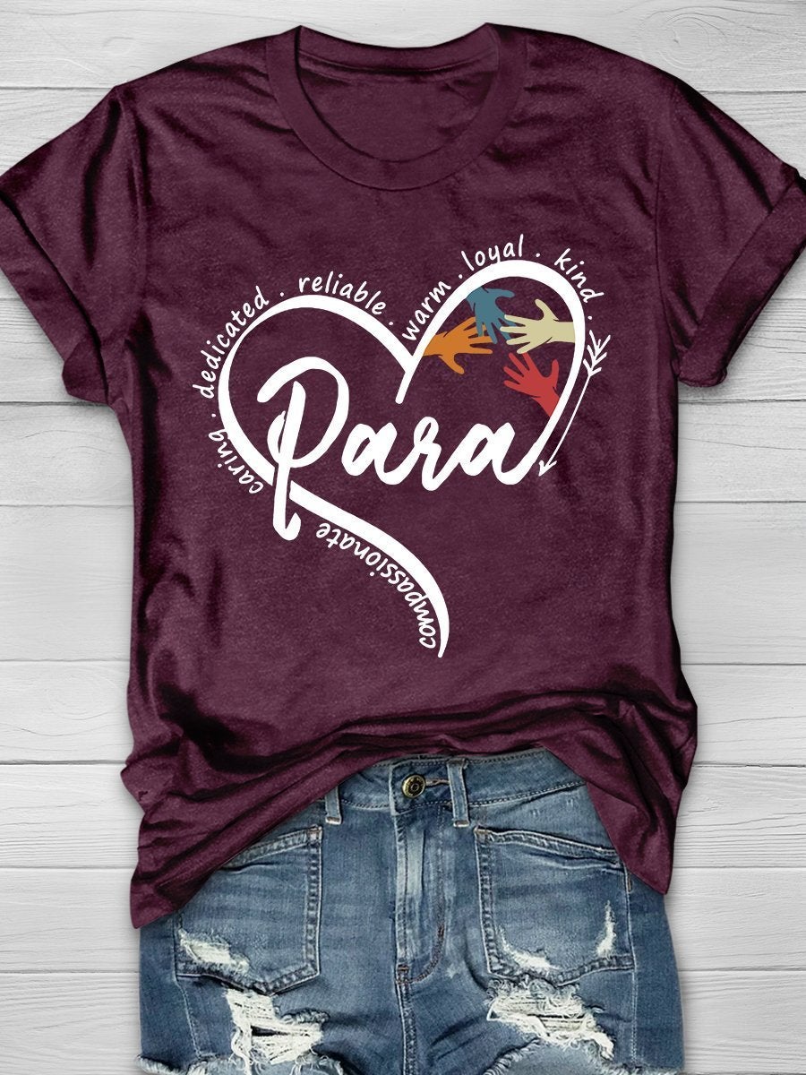 Para Heart Print Graphic T-shirts