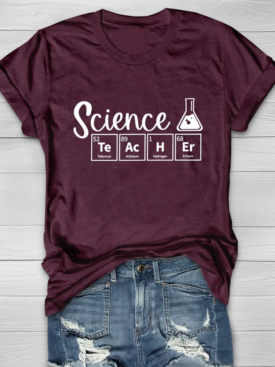 Science Teacher Print Graphic T-shirts