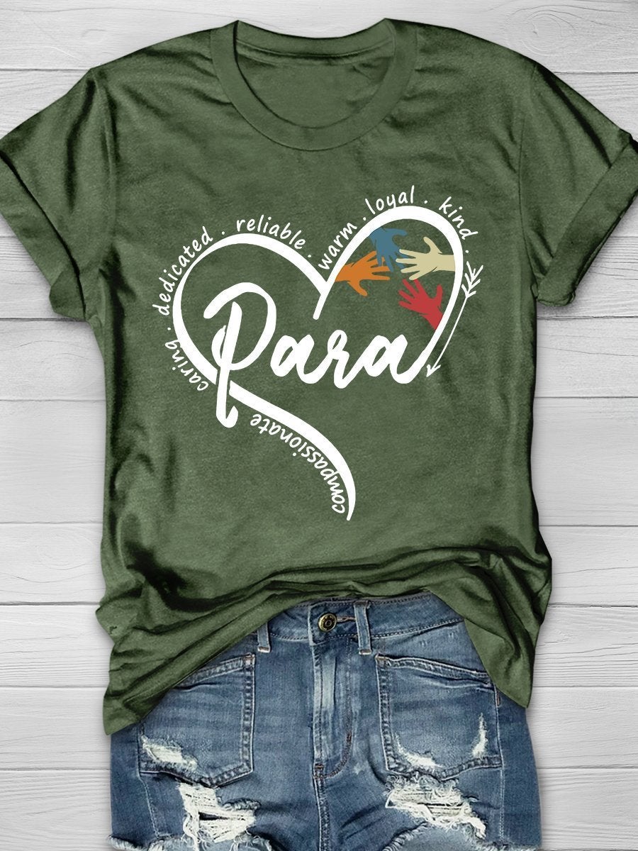 Para Heart Print Graphic T-shirts