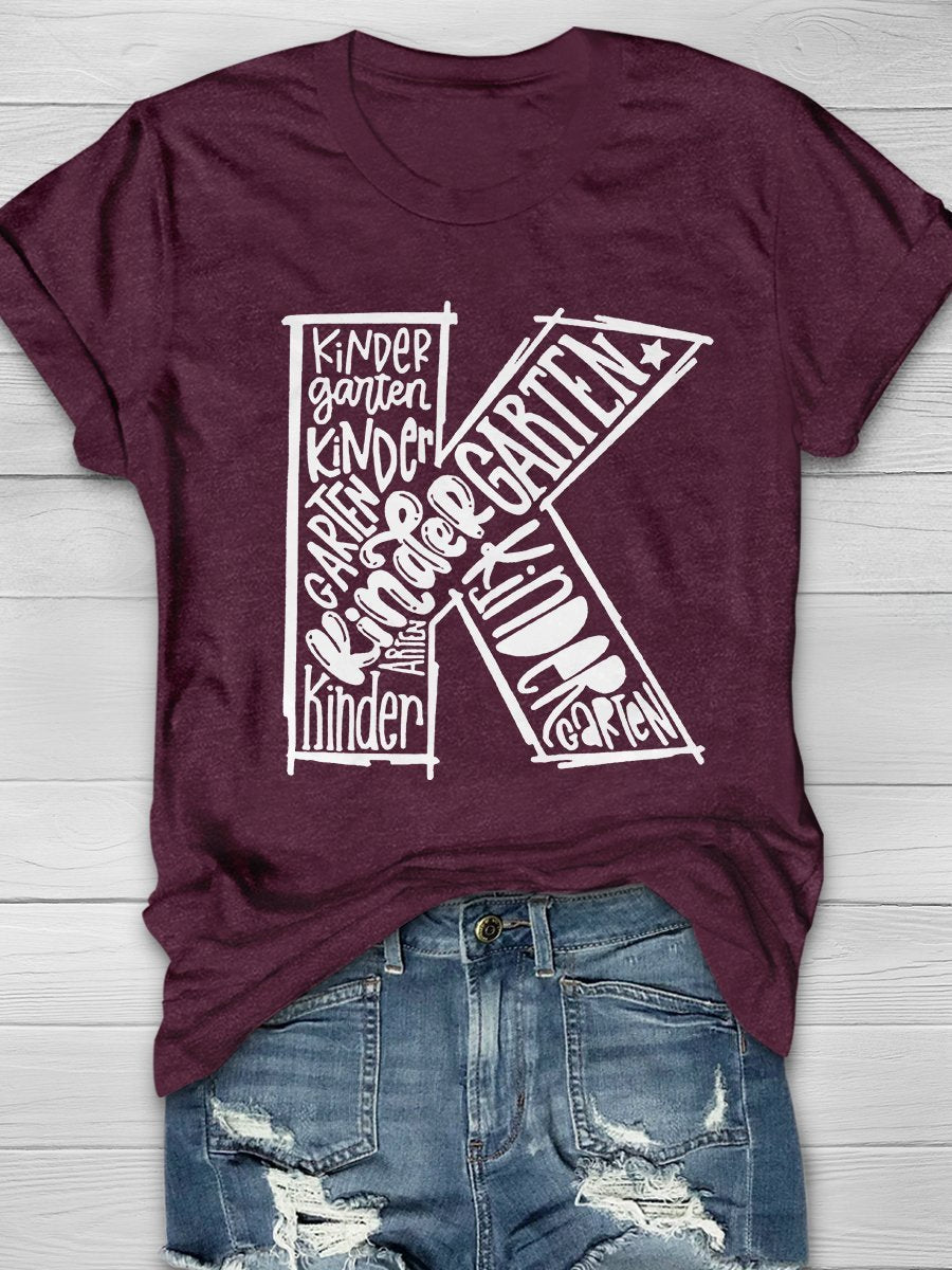 Kindergarten Teacher Print Graphic T-shirts