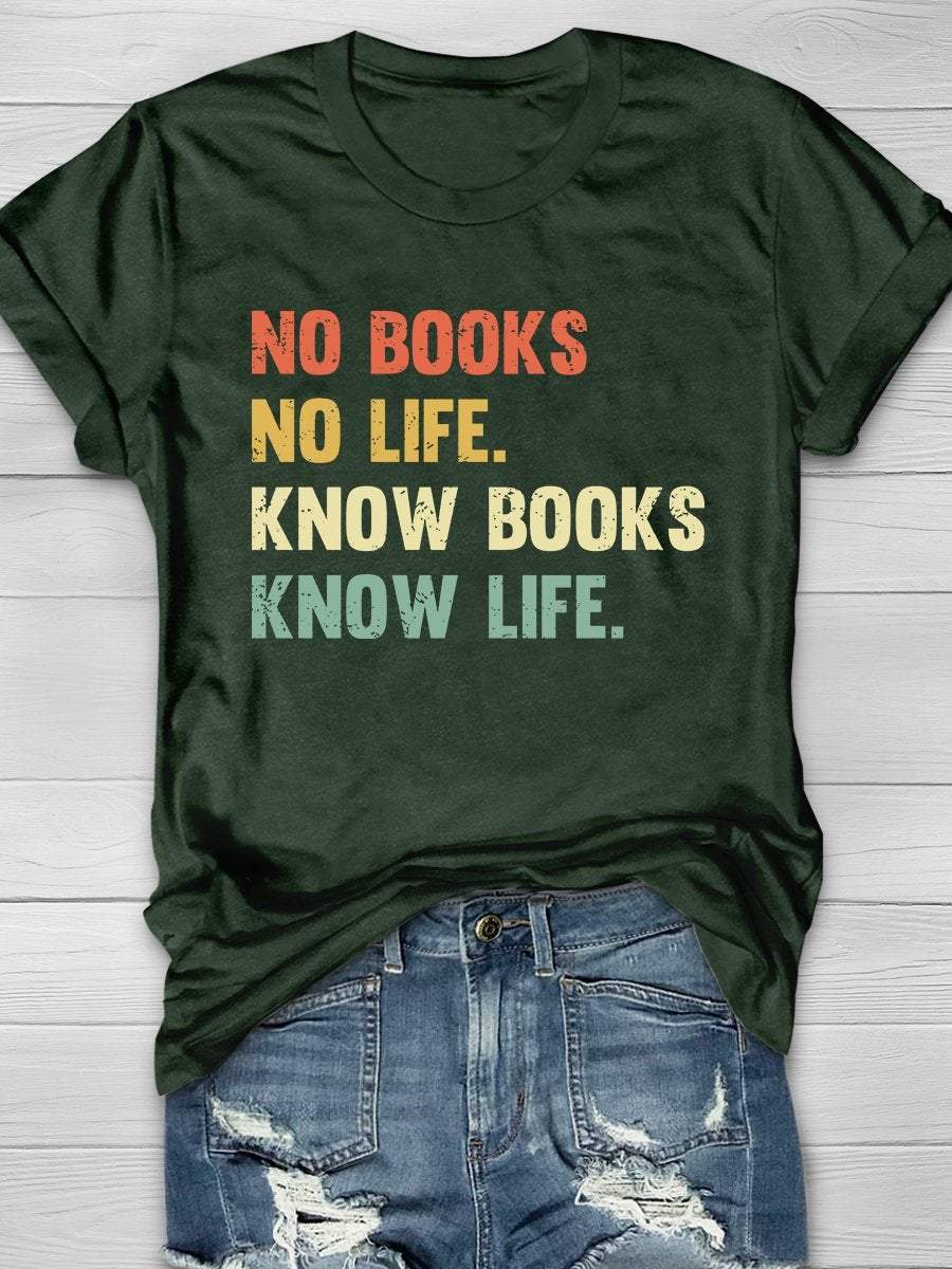 Know Books Know Life Print Graphic T-shirts