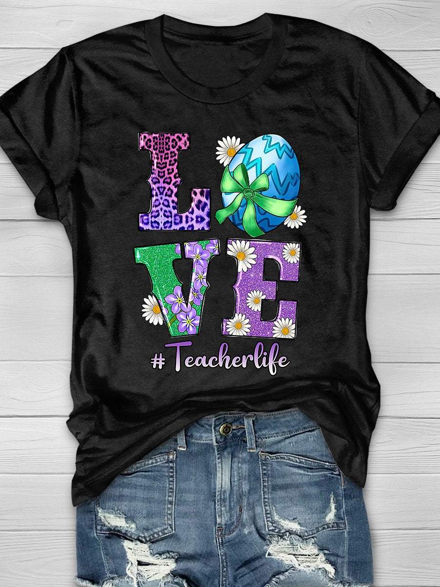 Love Easter Teacher Life Print Graphic T-shirts