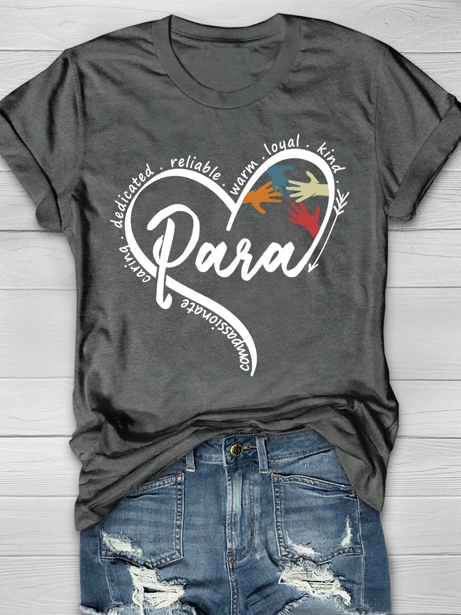 Para Heart Print Graphic T-shirts