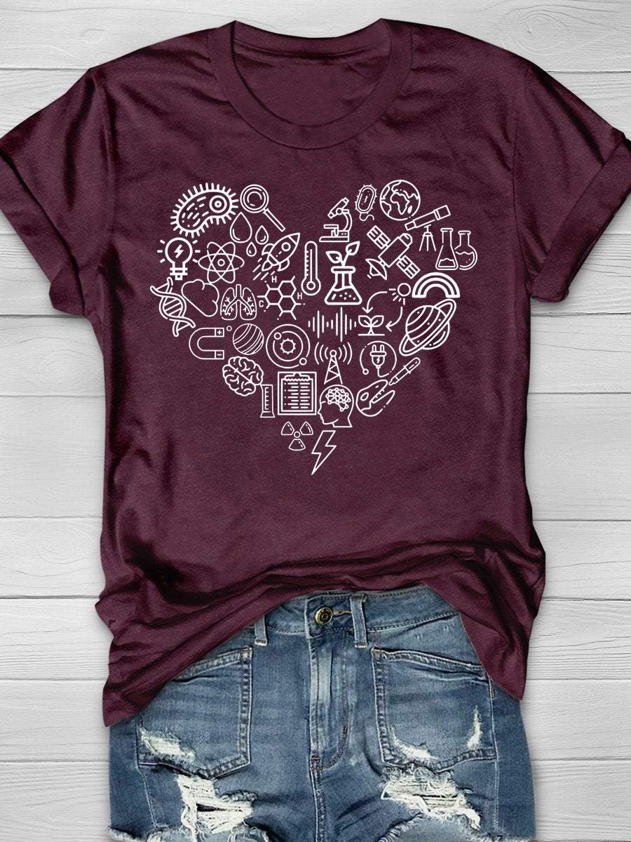 Science Teacher Love Print Graphic T-shirts