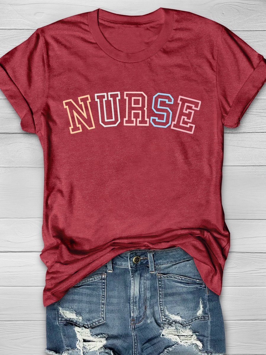 Nurse Print Short Sleeve T-shirt