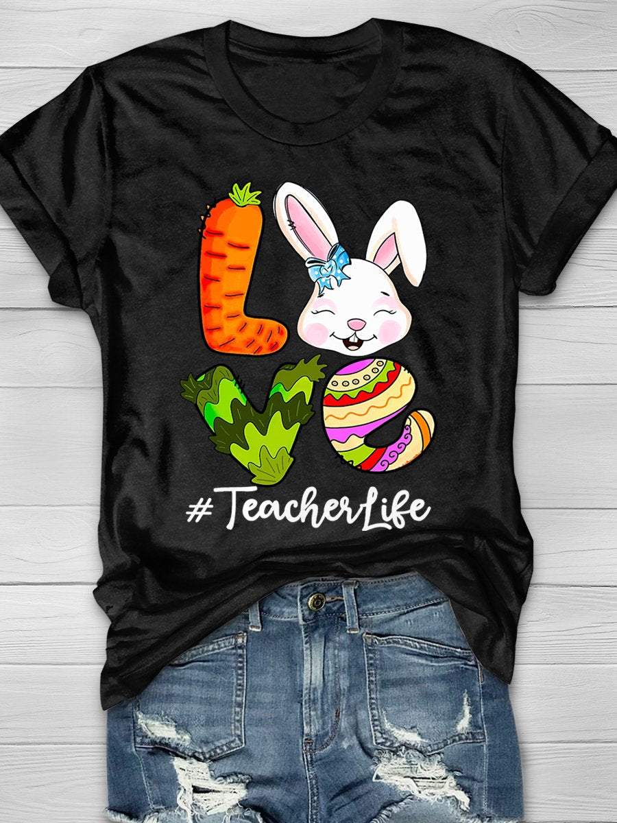 Love Easter Teacher Life Print Graphic T-shirts