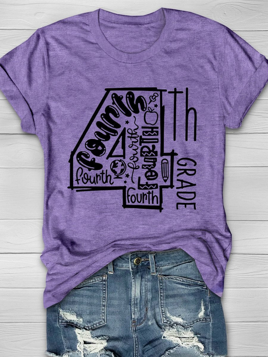 4th Grade Teacher Print Graphic T-shirts