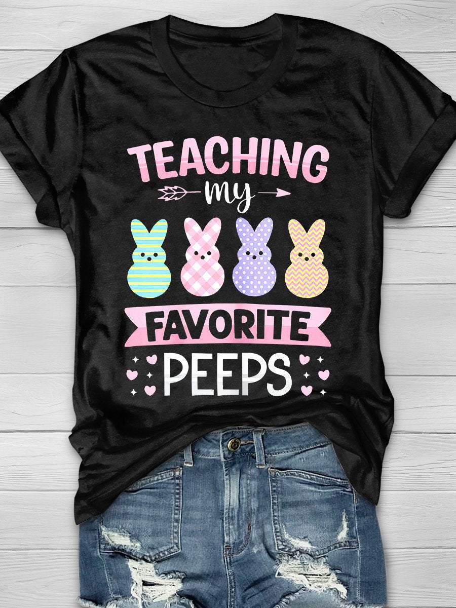 Teaching My Favorite Peeps Easter Teacher Print Graphic T-shirts