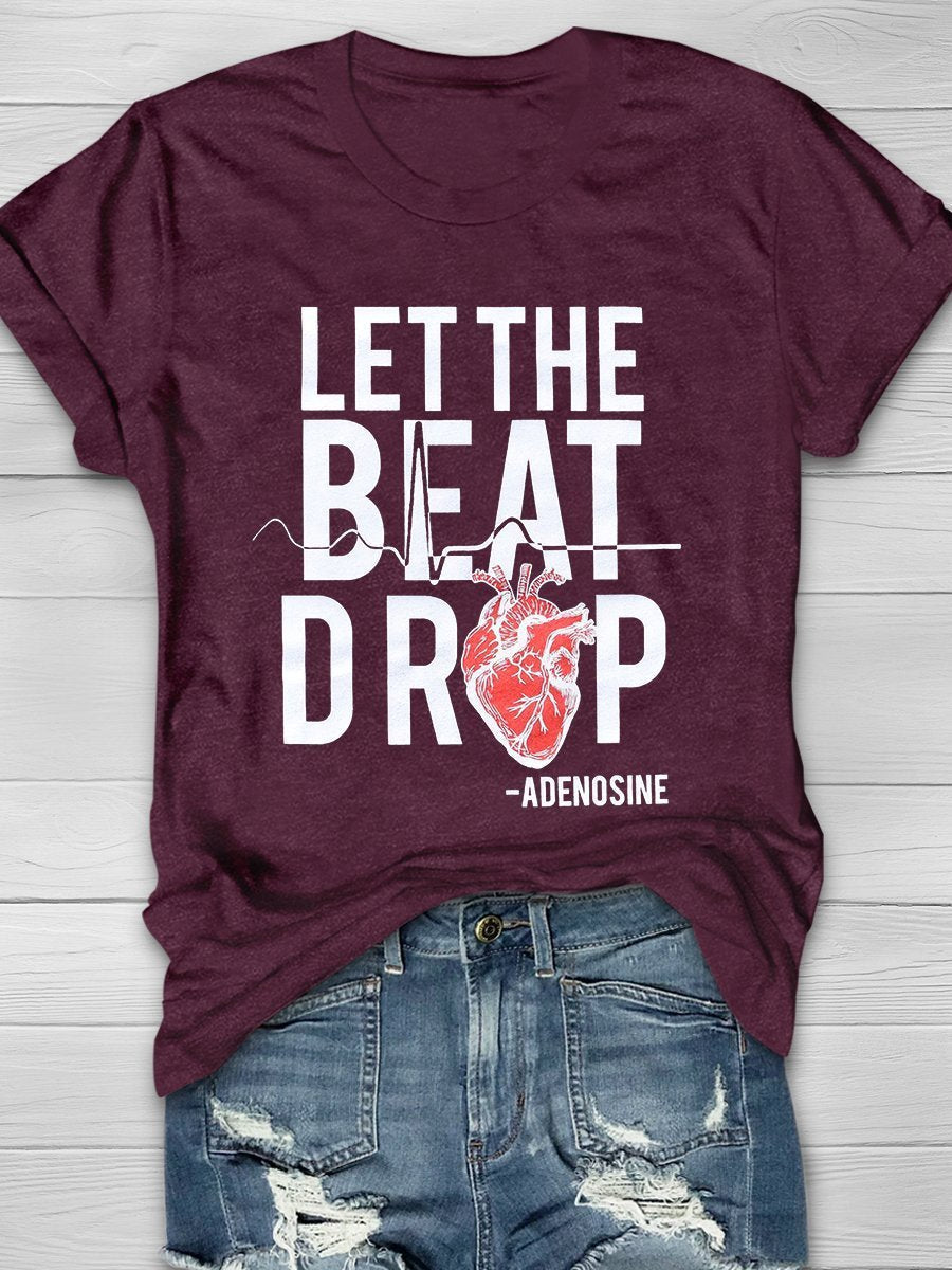 Adenosine Let the Beat Drop Print Short Sleeve T-shirt