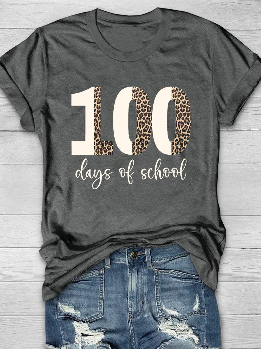 Teacher 100 Days Of School Print Graphic T-shirts