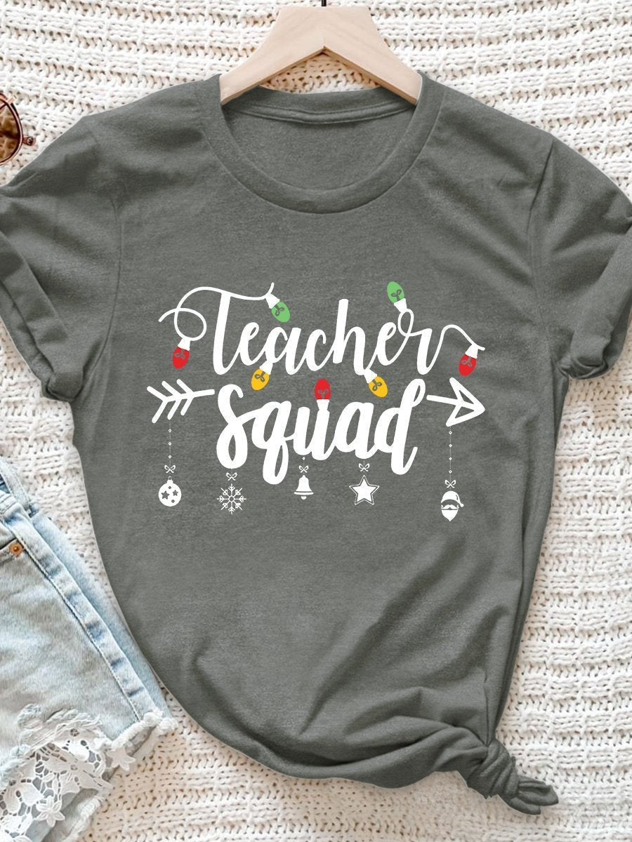 Christmas Teacher Print Graphic T-shirts