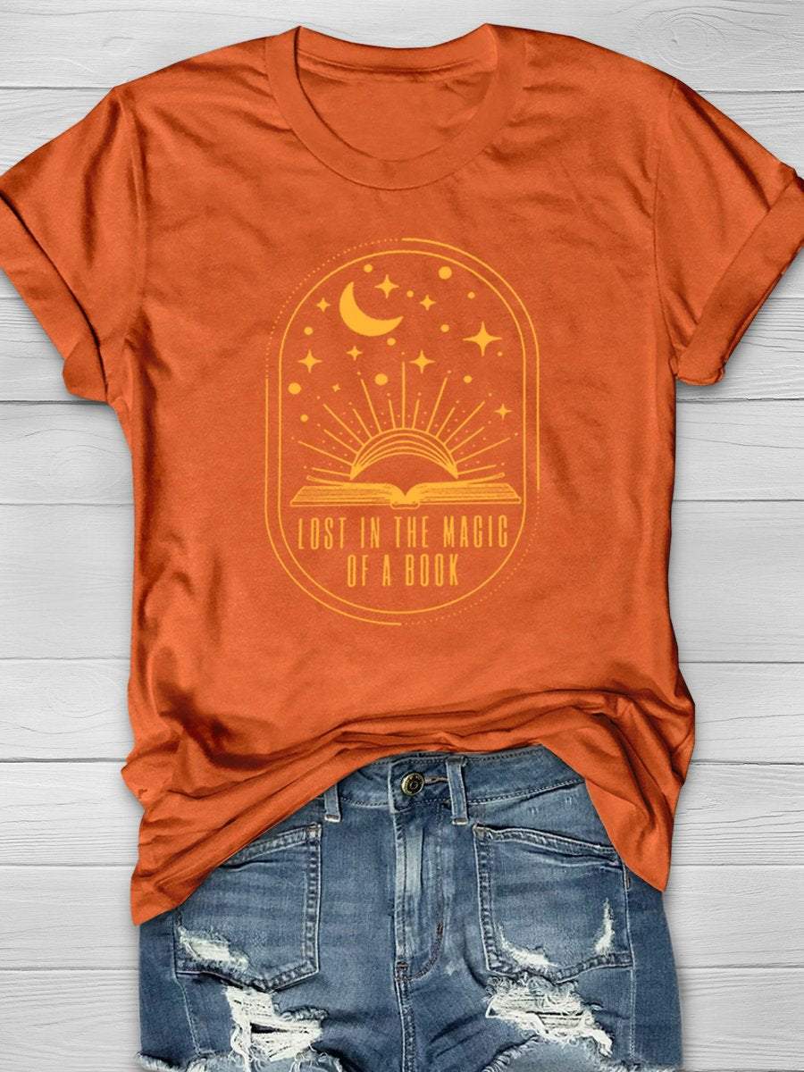 Lost In The Magic Of A Book Print Graphic T-shirts