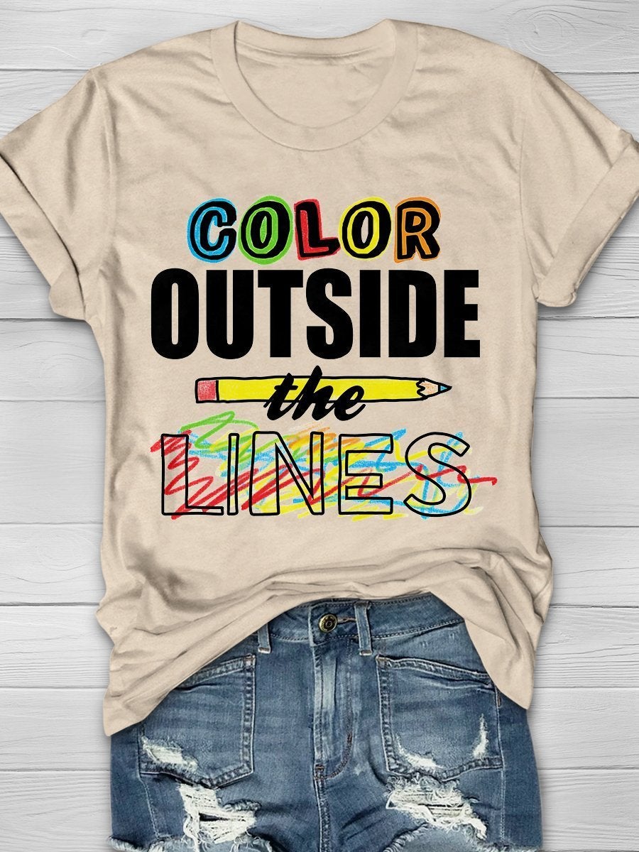 Color Outside The Lines Print Graphic T-shirts