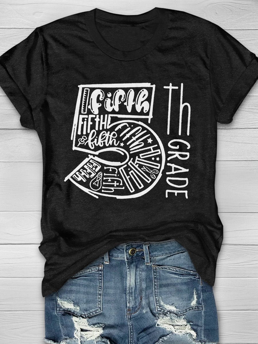 5th Grade Teacher Print Graphic T-shirts