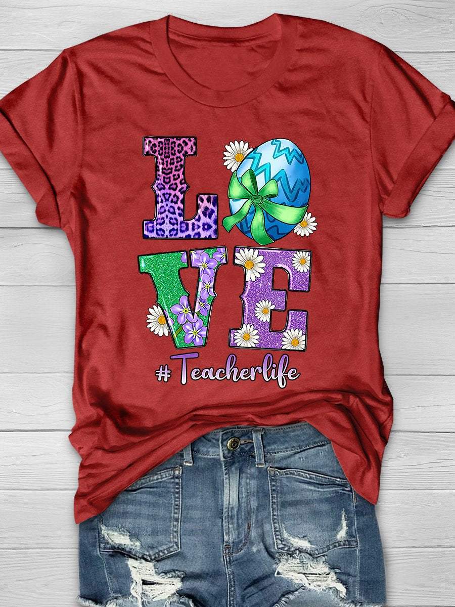 Love Easter Teacher Life Print Graphic T-shirts