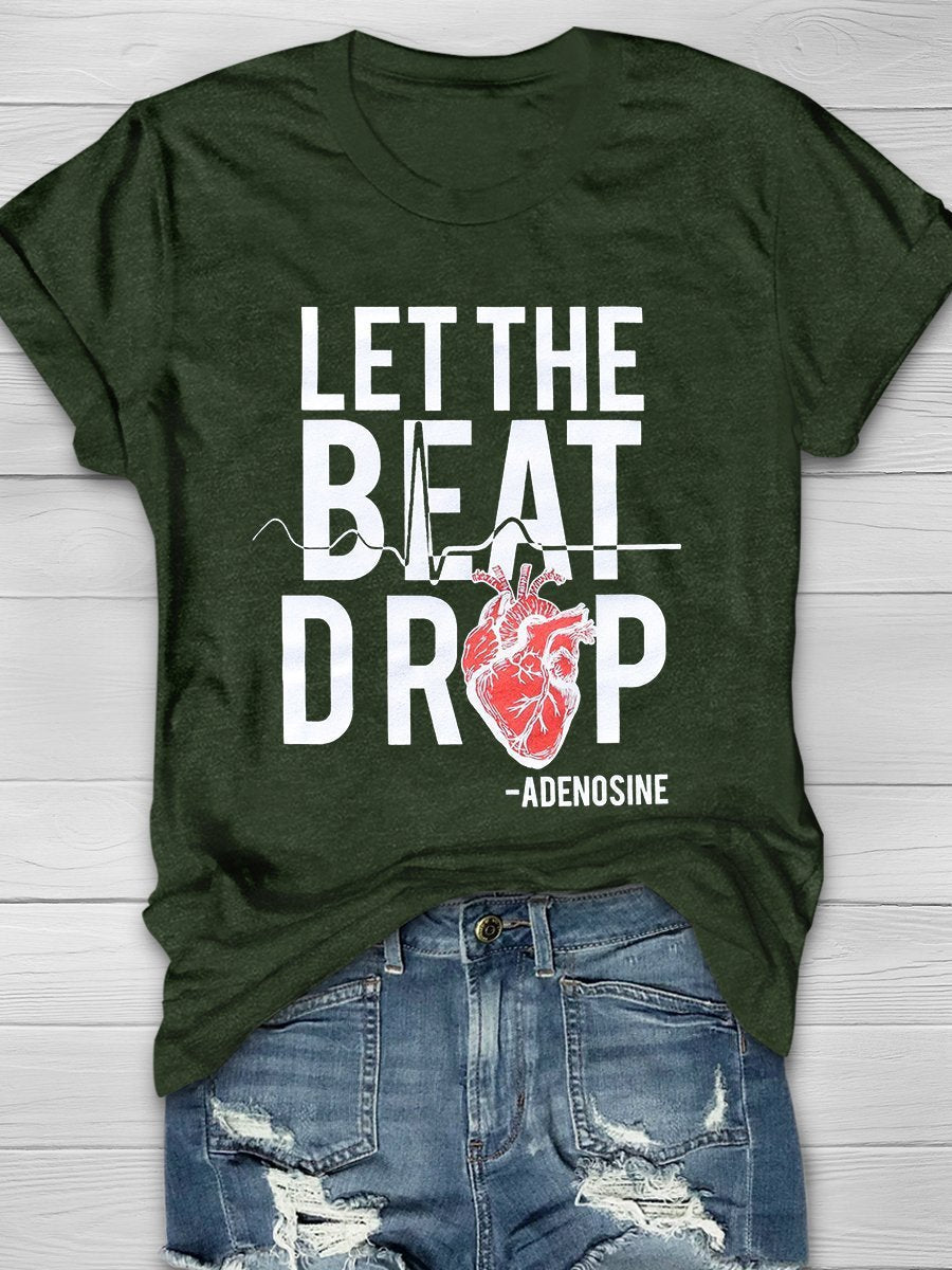 Adenosine Let the Beat Drop Print Short Sleeve T-shirt