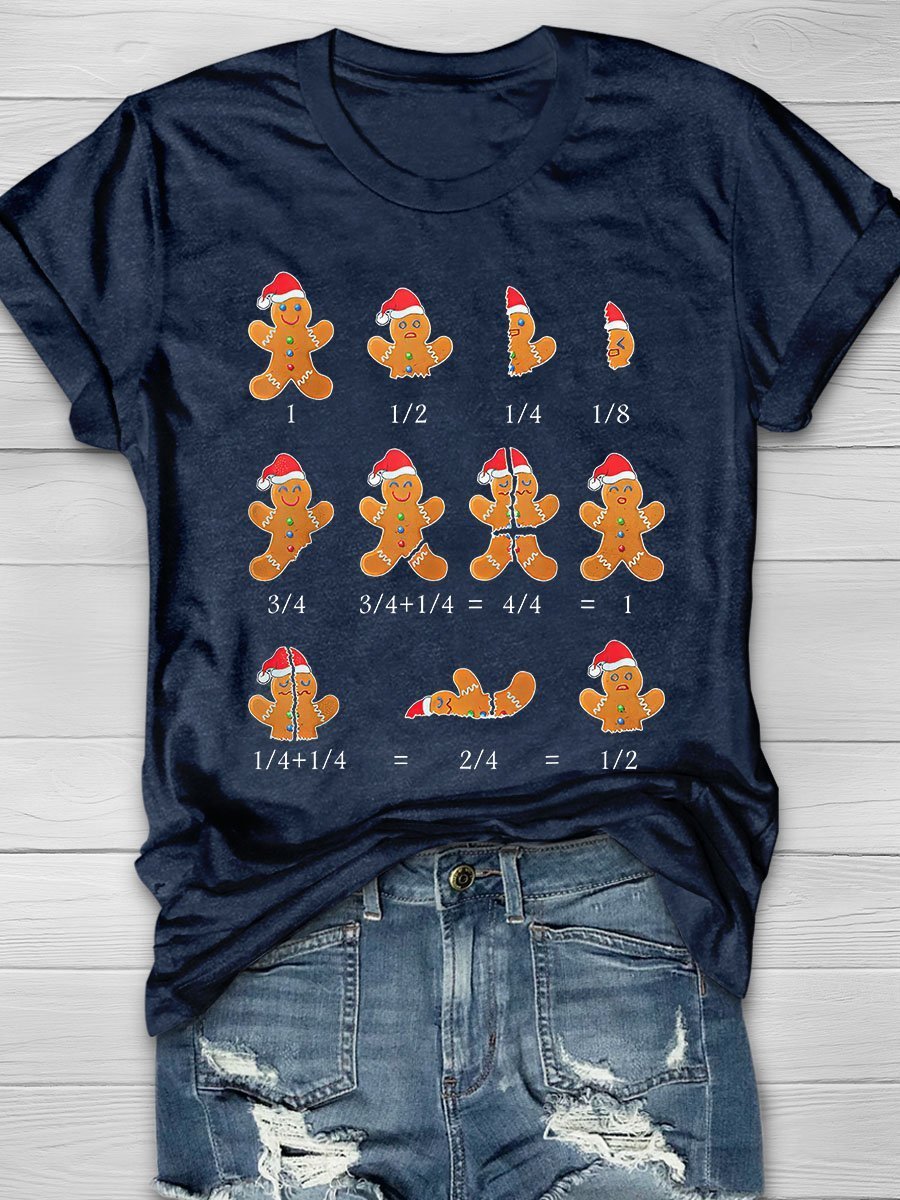 Math Teacher Christmas Print Graphic T-shirts