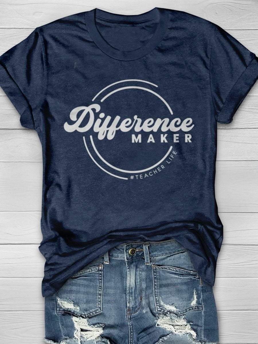 Difference Maker Teacher Life Print Graphic T-shirts