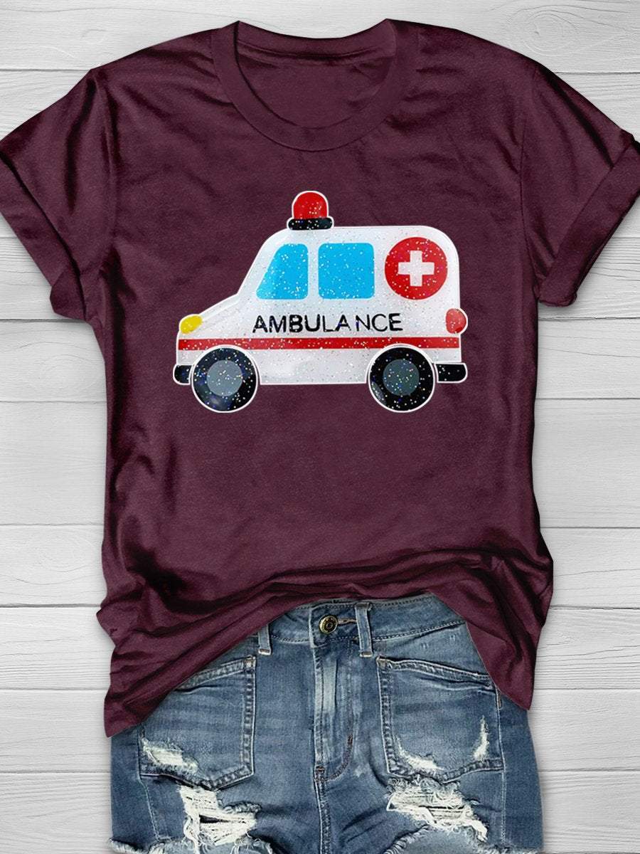 Ambulance Emergency Nurse Print Short Sleeve T-shirt