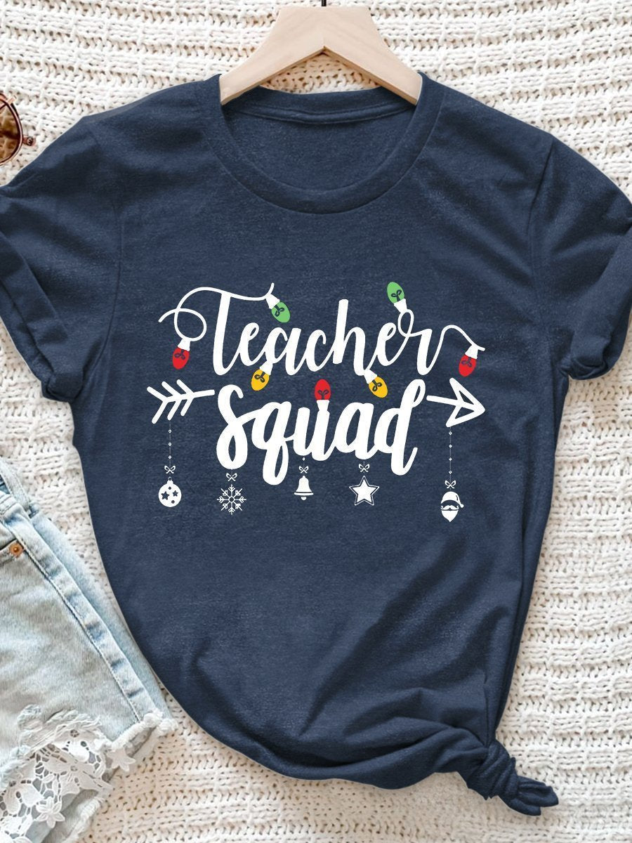 Christmas Teacher Print Graphic T-shirts